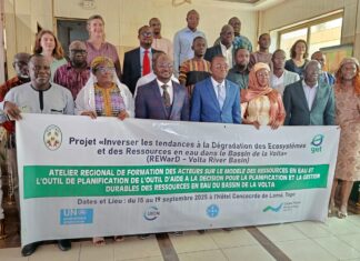 Lomé la capitale de la république du Togo se tient l’atelier sur le renforcement des capacités sur l’utilisation de l’Outil d’Aide à la Décision (OAD) du projet REWarD-Volta River